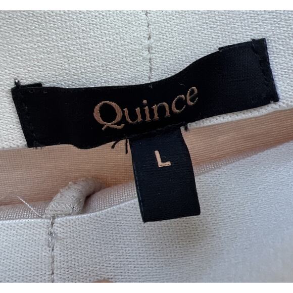 Quince Women’s LARGE Ecru Ultra-Stretch Ponte Super Wide Leg Ankle Pants - Picture 8 of 13